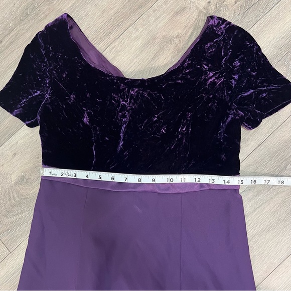 Purple Plum Velvet Prom Bridesmaid Formal Flow Dress Back Bow Large X-Large - Picture 6 of 9